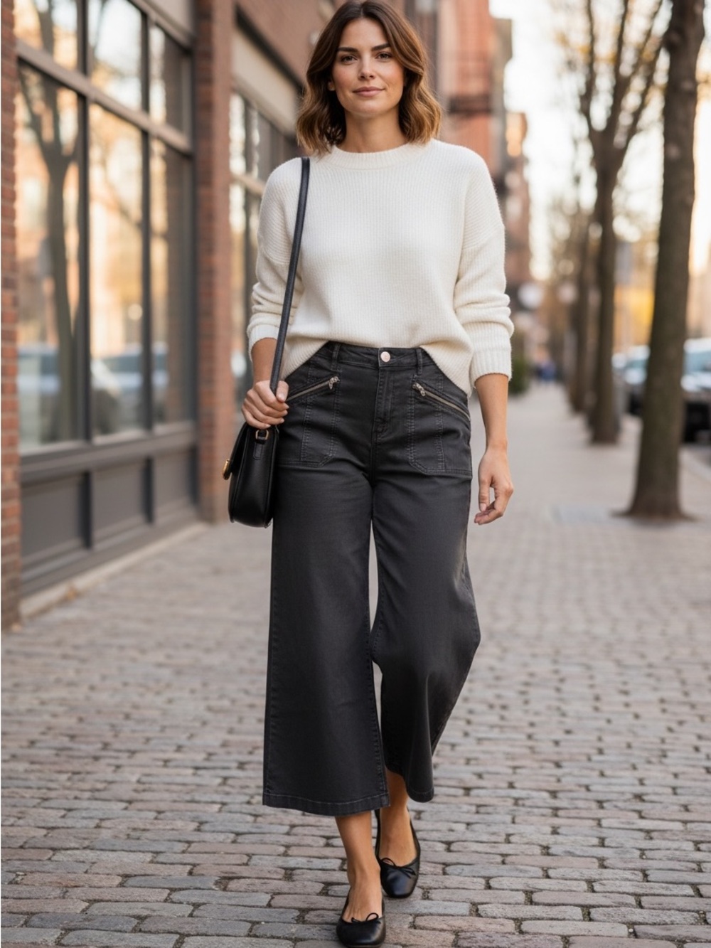 Kut from the Kloth Black Meg High Rise Wide-Leg Crop Jeans